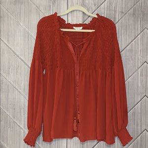 Rouched Orangey Red Top